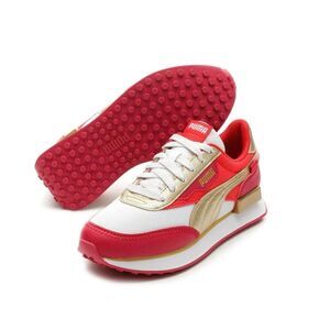 Puma Future Rider Glitz White/Red/Gold Grade School Size: 4